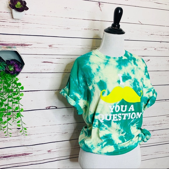 Green Mustache Tie Dye T-Shirt Unisex Size Medium - Picture 4 of 10